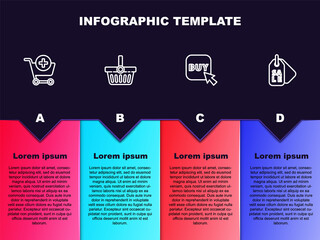 Set line Add to Shopping cart, basket, Buy button and Price tag with Sale. Business infographic template. Vector