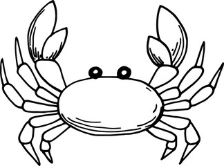 Fototapeta premium Single element of crab in doodle summer set. 