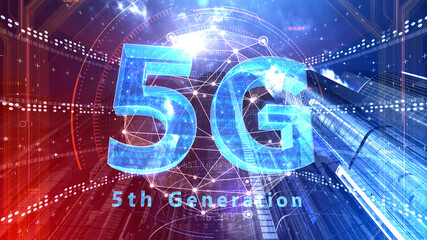 5G Smart City Network Technology 5th Generation mobile communication 3D illustration