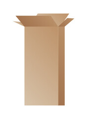 Box. Cardboard box mockup. Mail container. Brown recycling cardboard delivery box or postal parcel packaging, realistic  illustration isolated on white background