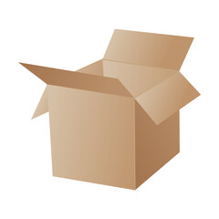 Box. Cardboard box mockup. Mail container. Brown recycling cardboard delivery box or postal parcel packaging, realistic  illustration isolated on white background