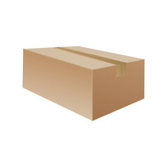 Box. Cardboard box mockup. Mail container. Brown recycling cardboard delivery box or postal parcel packaging, realistic  illustration isolated on white background