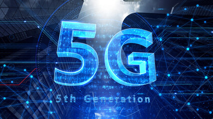 5G Smart City Network Technology 5th Generation mobile communication 3D illustration