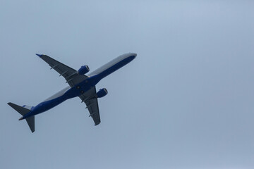 Plane in the sky after takeoff.	