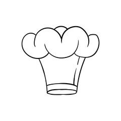 Cook chef hat or cap in outline sketch cartoon style. Coloring  hand drawn kitchen staff uniform headwear for restaurant or cafe