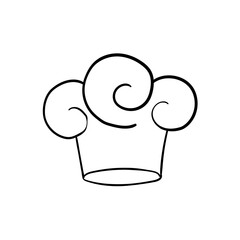 Cook chef hat or cap in outline sketch cartoon style. Coloring  hand drawn kitchen staff uniform headwear for restaurant or cafe