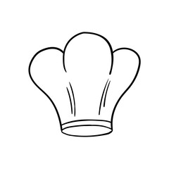 Cook chef hat or cap in outline sketch cartoon style. Coloring  hand drawn kitchen staff uniform headwear for restaurant or cafe