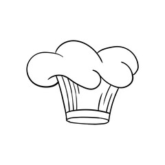 Cook chef hat or cap in outline sketch cartoon style. Coloring  hand drawn kitchen staff uniform headwear for restaurant or cafe