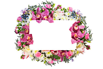 Frame with flowers for design as a decoration element