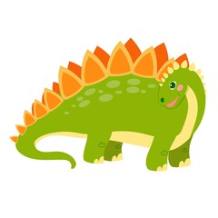 Cute dinosaur in cartoon style. Bright childish drawing with an animal. Coloring. Vector illustration isolated on white background.
