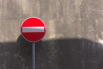 Road sign for one-way, no entry. 