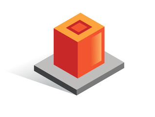 Isometric  button. Isolated icon. Switcher in gray and orange color