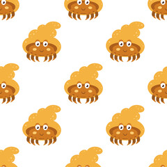 seamless pattern with hermit crab, vector illustration
