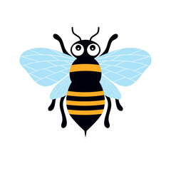 vector illustration with cartoon bee isolated on white