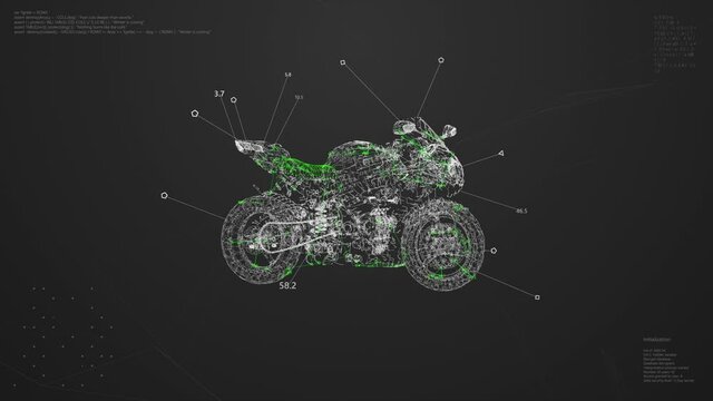 Motobike Detection HUD animation. Object Scanning Process