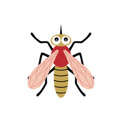 vector illustration with cartoon mosquito isolated on white