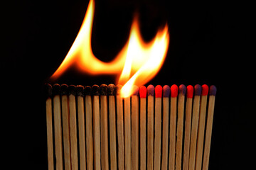 Matches stand in a row and light up one by one, the damage is inevitable