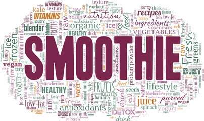 Fototapeta premium Smoothie vector illustration word cloud isolated on a white background.
