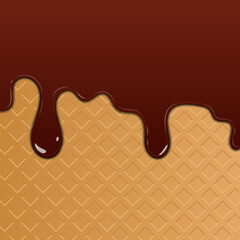 Wafer and dripping chocolate, vector illustration
