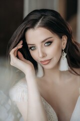 Obraz premium Beautiful girl in a light dress. Boho style.