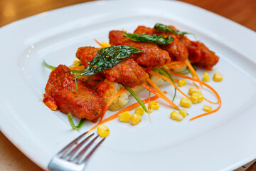 grilled chicken wings with vegetables