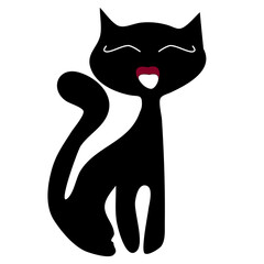 Simple black silhouette of a cat on a white background