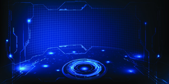 Abstract futuristic hi tech digital technology stage and background for digital advertising showcase.Future modern tech vision concept.Vector illustrations. 