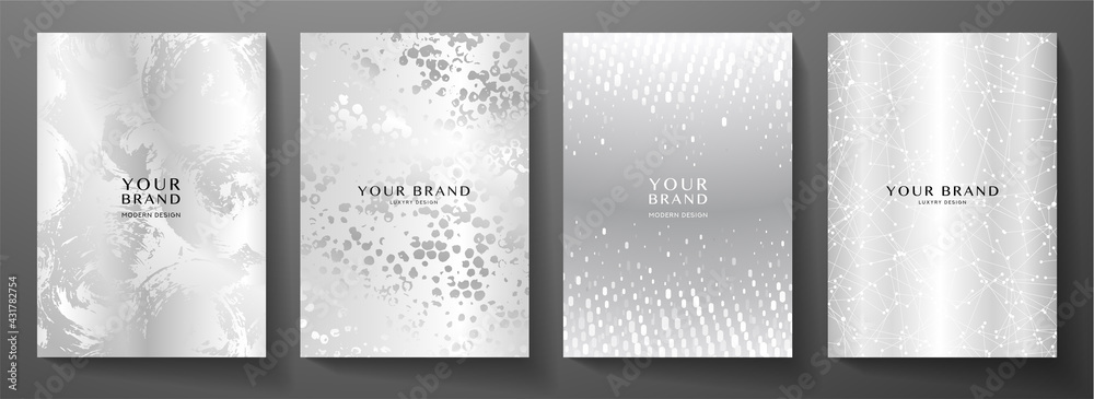 Wall mural modern cover design set. creative silver background with abstract pattern. elegant trendy vector col