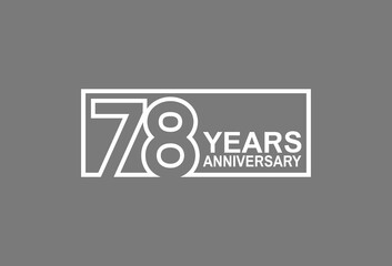 78 years anniversary logotype with white color outline in square isolated on grey background. vector can be use for company celebration purpose