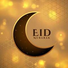 Holy Eid Mubarak Festival Golden Background Design