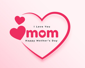 Love You Mom Hearts Card Mothers Day