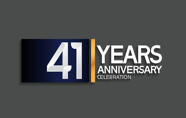 41 years anniversary logotype with blue and silver color with golden line for celebration moment