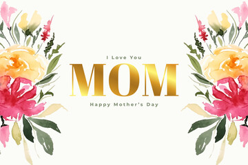 Happy Mothers Day Flower Decorative Celebration Card Design