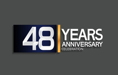 48 years anniversary logotype with blue and silver color with golden line for celebration moment