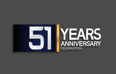 51 years anniversary logotype with blue and silver color with golden line for celebration moment