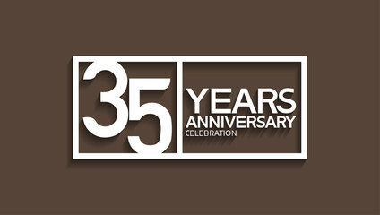 35 years anniversary logotype with white color in square isolated on brown background. vector can be use for company celebration purpose