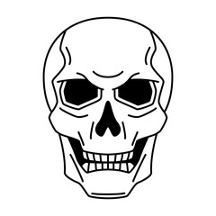 Evil human skull. Mystic, alchemy, spirituality, tattoo art.