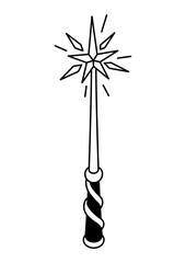 Magic wand. Mystic, alchemy, spirituality, tattoo art.