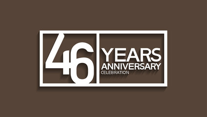 46 years anniversary logotype with white color in square isolated on brown background. vector can be use for company celebration purpose