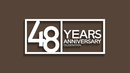 48 years anniversary logotype with white color in square isolated on brown background. vector can be use for company celebration purpose