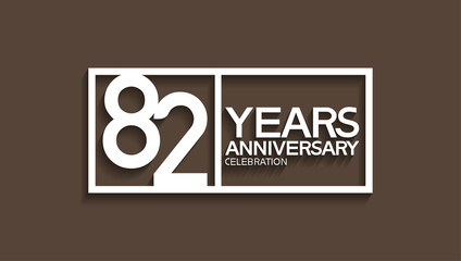 82 years anniversary logotype with white color in square isolated on brown background. vector can be use for company celebration purpose