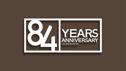 84 years anniversary logotype with white color in square isolated on brown background. vector can be use for company celebration purpose