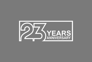 23 years anniversary logotype with white color outline in square isolated on grey background. vector can be use for company celebration purpose