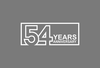 54 years anniversary logotype with white color outline in square isolated on grey background. vector can be use for company celebration purpose