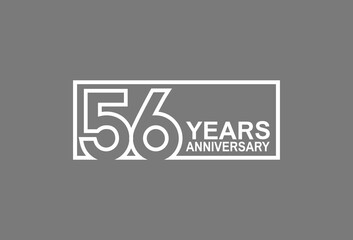 56 years anniversary logotype with white color outline in square isolated on grey background. vector can be use for company celebration purpose