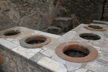 Kitchen restaurant in Pompeii, Italy