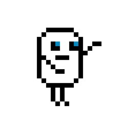 Funny man, pixel character, isolate on a white background