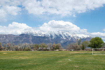 Football field in the mountains
