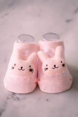 adorable pink cotton baby booties