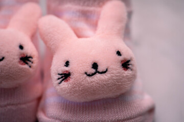 adorable pink cotton baby booties
